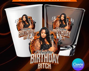 Birthday Bitch Stickers Template, Orange Girl Styrofoam Cup Sticker,Shot Glass, All Zodiac Signs, T-Shirt Designs, Horoscope Design Template