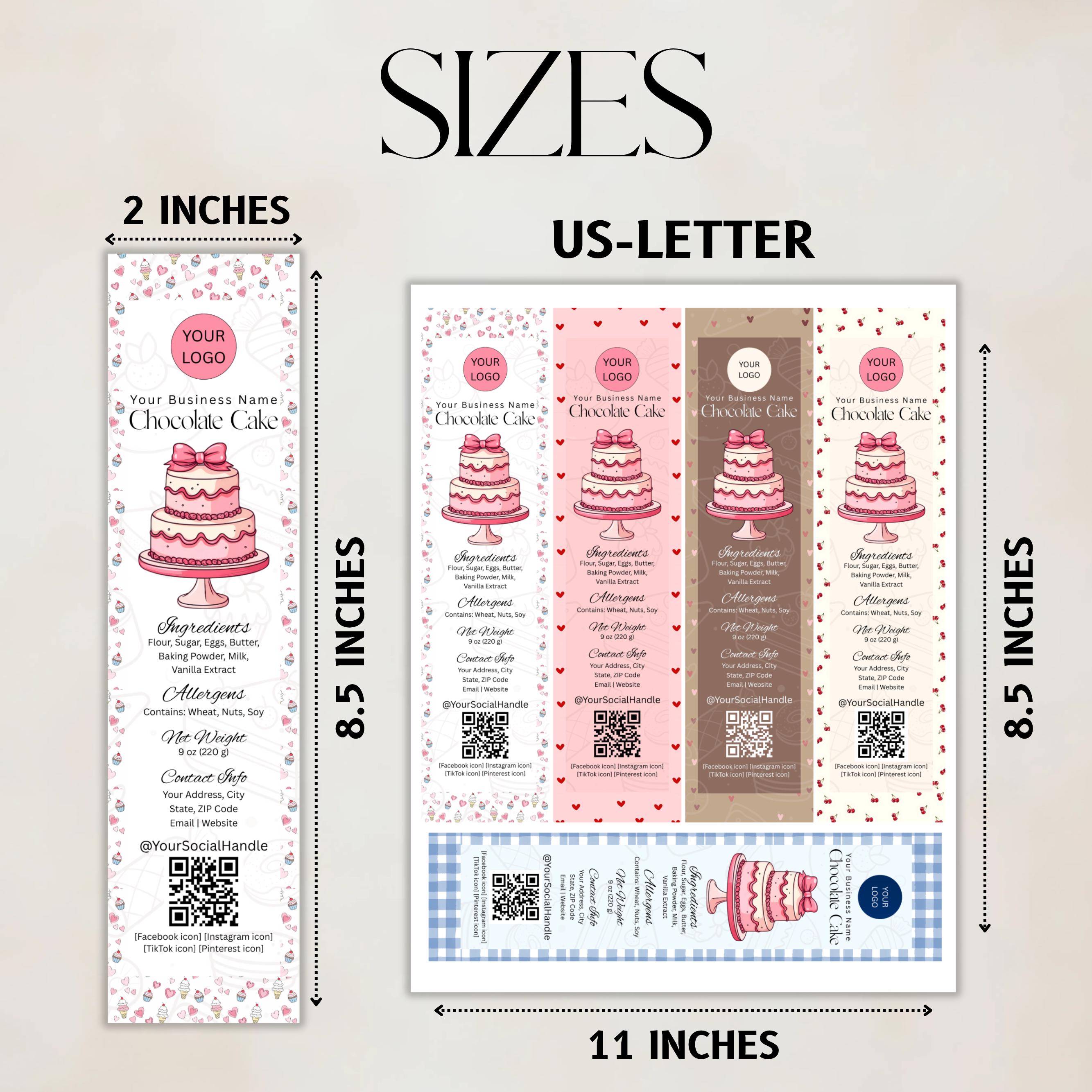 Mini Cake Tin Label, Editable Bakery Label, DIY Bakery Label, Small ...