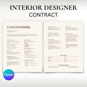 Interior Designer Client Contract, Interior Design Services Agreement, Interior Decorating Contract, Interior Design Contract Template