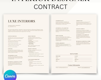 Interior Designer Client Contract, Interior Design Services Agreement, Interior Decorating Contract, Interior Design Contract Template