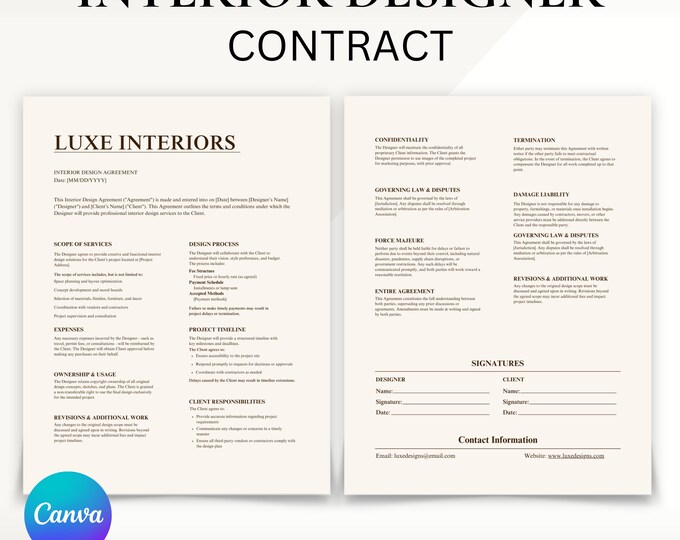 Image showcasing Interior Design Services Agreement Template