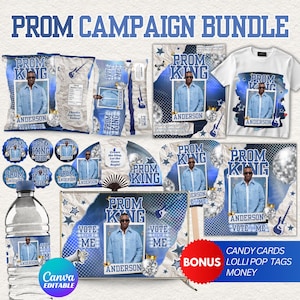 2026 Prom Campaign Treat Bundle, Prom King, Prom Campaigns, Canva Editable Template, Digital Download, Prom Send Off Banner Template