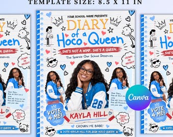 Diary of a Homecoming Queen Poster, Homecoming Campaign Poster, Vote For Me Campaign Templates, Instant Download