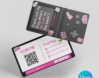 Editable Y2k Phone Business Card, Y2k Business Card Template, Mobile Phone Business Card Template, Stylish Card Small business, qr code
