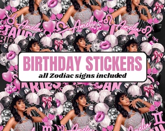Birthday Design Template, Pink and Black Birthday Cup Sticker, Pink Shot Glass Styrofoam Cup stickers T-Shirt Designs Pink Foam Cup Template