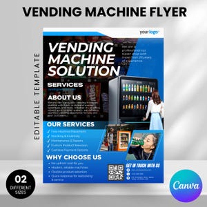 Vending Machine Business Flyer, Printable Vending Services Brochure, Vending Machine Marketing Flyer, Snack Drink Machine Template, Canva