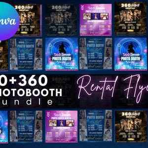 360 Photo Booth Rental Flyers Bundle, 360 Photobooth Templates, 360 Photo Booth Social Media Posts, 360 Photobooth Instagram Posts, Canva