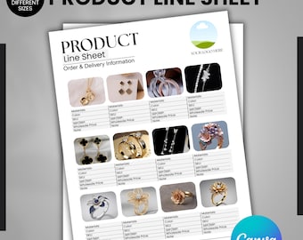 Editable Product Line Sheet Canva Template, Wholesale Line Sheet, Price List Template, Products Catalogue Template,Product Sales Sheet Canva