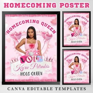 Homecoming Queen Poster, Pink And White Theme Homecoming Poster, Homecoming Campaign, Class Treasurer Class President Edit then Print poster