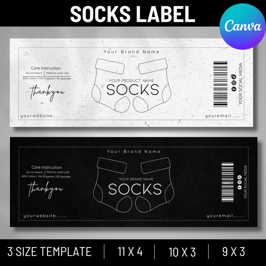 Editable Socks Label Template, Socks Packaging Template, Socks Wrap ...