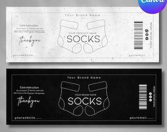 Editable Socks Label Template, Socks Packaging Template, Socks Wrap around, Socks Business Branding, Socks Wrappers,DIY, Socks Label Designs