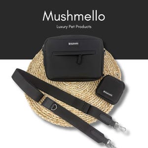 Luxury Hands-Free Dog Walking Bag - Black, treat bag, built in poop bag dispenser, sling bag, easy clean, waterproof, gift for dog mom,Black