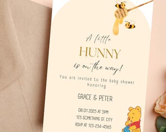 Winnie the Pooh Baby Shower Invitation: Gender Neutral, Editable Template