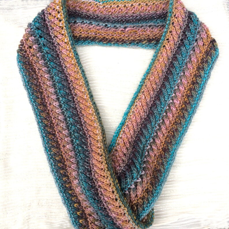 Turquoise & Pink Infinity Moebius Scarf KNITTING SALE SC6 image 7