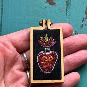 Sacred Heart Hoop Art Valentine Mini Embroidery Heart Art Valentines Gift Romantic Gift Mystical Gift image 3