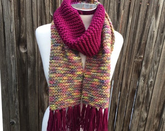 Magenta & Yellow Multicolor Scarf - KNITTING SALE - SC2