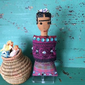 Nina's Frida Kahlo Doll Nina's Frida Doll Folk Art Doll Mexican Art Inspired Soft Sculpture Doll image 1