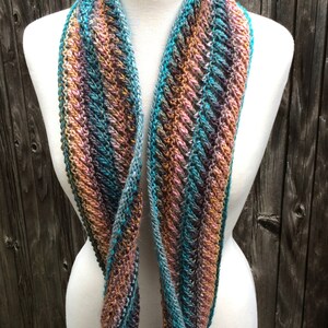 Turquoise & Pink Infinity Moebius Scarf KNITTING SALE SC6 image 2