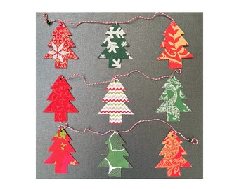 Christmas Tree Garland - REDS & GREENS - Holiday Garland - Christmas Garland - Holiday Decor - Stocking Stuffer - Gift