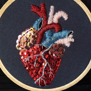 Anatomical Heart Hoop Art - Anatomical Art - Valentine's Day Gift - Unique Romantic Gift -Gift for Doctor, Nurse, Health Worker