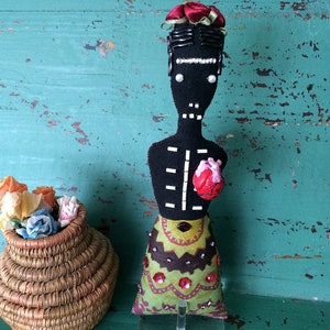 Nina's Frida Kahlo Doll Nina's Frida Doll Day of the Dead Art Doll OOAK Folk Art Doll Mexico Folk Art Inspired image 1