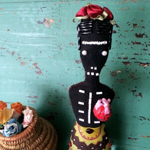 Nina's Frida Kahlo Doll Nina's Frida Doll Day of the Dead Art Doll OOAK Folk Art Doll Mexico Folk Art Inspired image 2