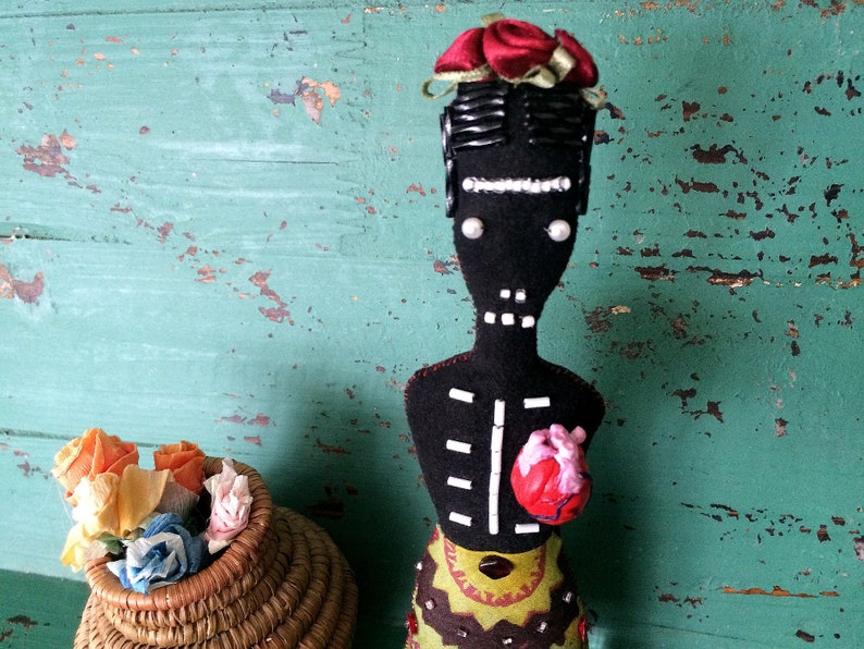 Nina's Frida Kahlo Doll Nina's Frida Doll Day of the Dead Art Doll OOAK Folk Art Doll Mexico Folk Art Inspired image 2