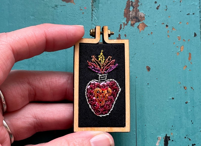 Sacred Heart Hoop Art Valentine Mini Embroidery Heart Art Valentines Gift Romantic Gift Mystical Gift image 1