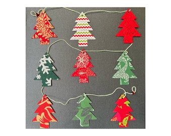Christmas Tree Garland - REDS & GREENS - Holiday Garland - Christmas Garland - Holiday Decor - Stocking Stuffer - Gift