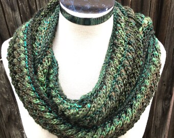 Green Infinity Moebius Scarf - KNITTING SALE - SC7