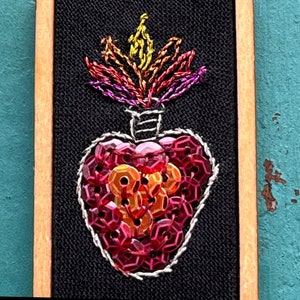 Sacred Heart Hoop Art Valentine Mini Embroidery Heart Art Valentines Gift Romantic Gift Mystical Gift image 2