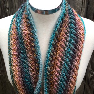 Turquoise & Pink Infinity Moebius Scarf KNITTING SALE SC6 image 4