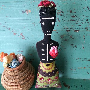 Nina's Frida Kahlo Doll Nina's Frida Doll Day of the Dead Art Doll OOAK Folk Art Doll Mexico Folk Art Inspired image 6