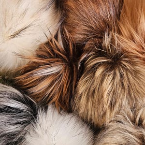 Poms Made to Order! Sizes Mini, XS - XL Faux Fur Poms (Yarn tie, elastic band, alligator clip, jump ring, and sew-on snap options)