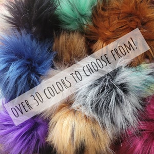 POMS MADE to ORDER! Sizes Mini, X-S, Small, Med, L, X-L Faux Fur Poms (Yarn tie, elastic band and sew-on snap options)