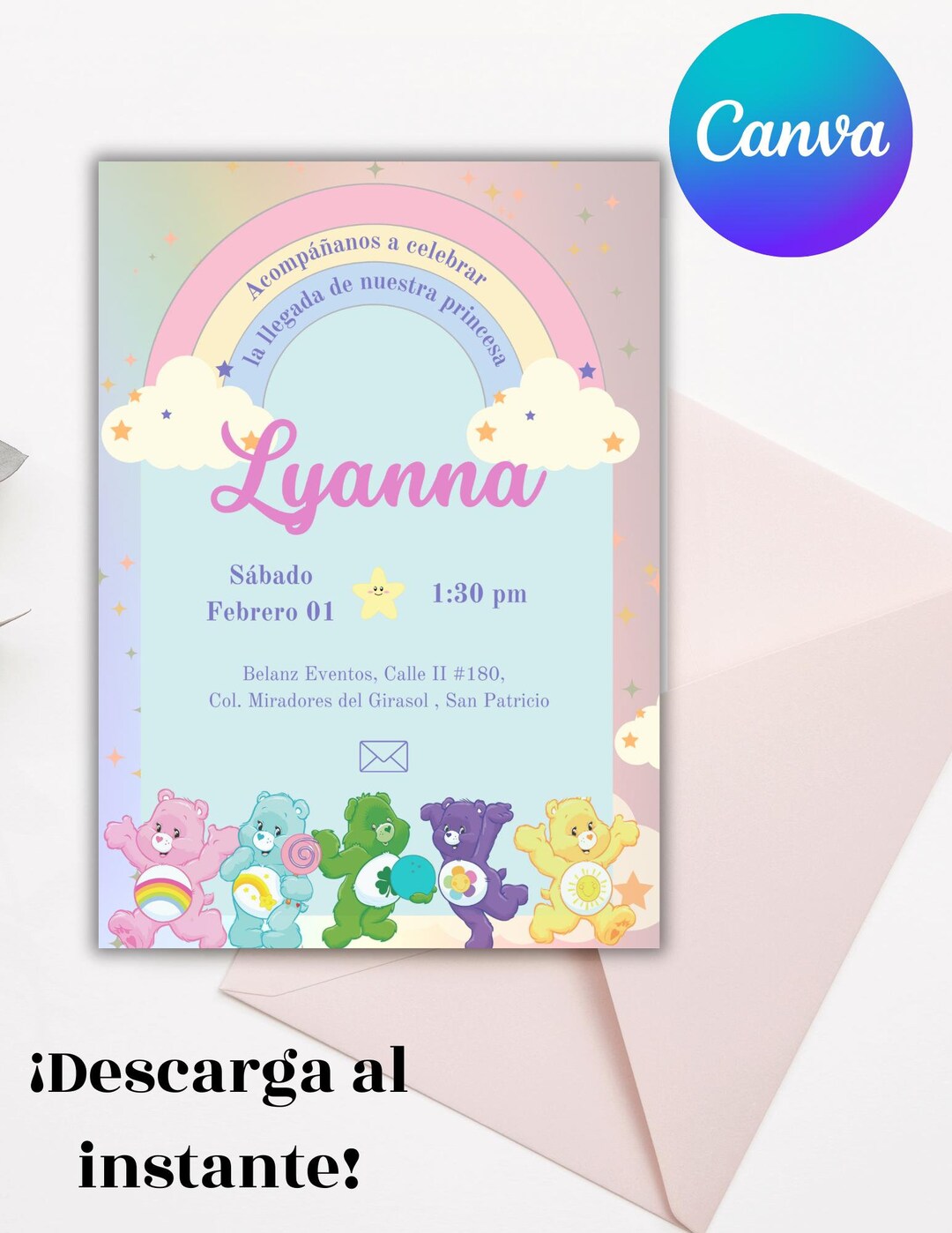 Editable Baby Shower Invitation, Carebear, Care Bears - Etsy