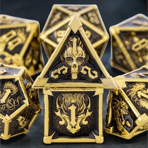 Metal Skull Dnd Dice Set, Table Top RPG Gaming Dice, Gift Dungeons and Dragons, Gaming Lovers Gift