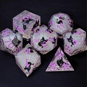 猫 Dnd 樹脂製ダイスセット、RPG D20 ダンジョンズ&ドラゴンズ、ロールプレイング テーブルトップ ゲーム ダイス、ダイス愛好家へのギフト