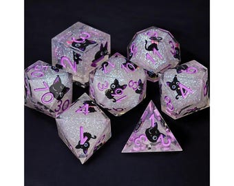 Cat DND Dice Set: Resin RPG D20 Dice