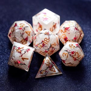 桜の花のダイスセット、ロールプレイングゲーム用のダンジョンマスターダイス、ゲーム愛好家へのギフト、ダンジョンマスターダイス
