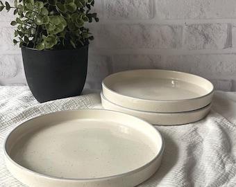 Ceramic Plate with Rim, Pottery Plate, Handmade Ceramic Dinnerware, Functional Handmade Plate for Elegant Serving, Handmade Pottery Gift