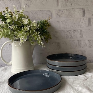 Ceramic Plate With a Rim, Plate 23 cm Blue, Unique Dinnerware Plates, Handmade Ceramic Plate