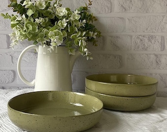 Bowl Ceramic Green With Black Blotch, Dish For Every Day, Handmade Bowl, Fruit Bowl, Ceramic Kitchen Vessel, Pottery Bowl, Modern Gift