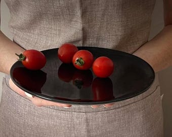 Plate 25 cm Black, Handmade Ceramics, Set of Dishes, Ceramic Tableware