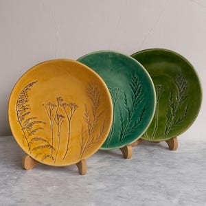 Handmade Ceramic Plates for Kitchen - Herbal Collection, Unique Gift, Plate Set, Plate For Every Day, Ceramic Dinnerware