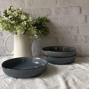Bowl Ceramic Blue 9.06in (23cm/1,2l), Modern Serving Bowl, Ceramic Dinnerware, Handmade Ceramic Bowl