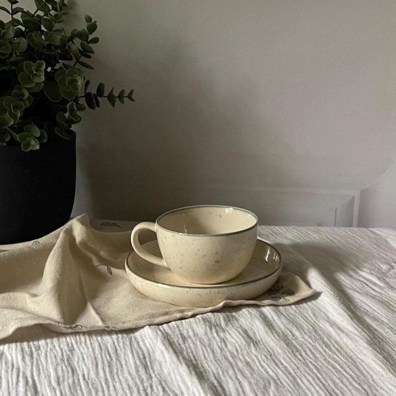 Grey Fog Ceramic Dinnerware Set – Handmade White Pottery With Gray ...