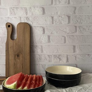 Bowl Ceramic Black 23 cm, Pasta Bowl, Salad Serving Bowl, Handmade Ceramic