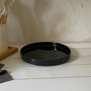 Ceramic Plate With a Rim, Plate 23cm Black, Handmade Ceramics, Handmade Kitchen Gift