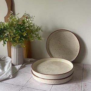 Ceramic Plate with Rim, Pottery Plate, Functional Handmade Plate for Elegant Serving, Modern Dinnerware, Handmade Ceramic, Flat Bowl